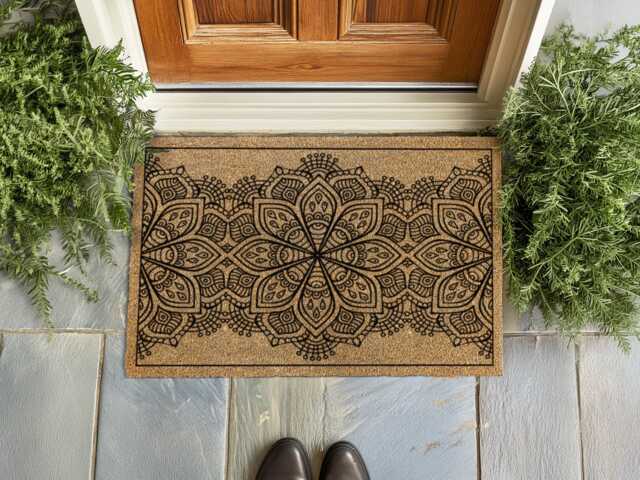 Three Flower Door Mat I Bohemian Porch Style Trendy Entrance - image 1