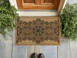 Three Flower Door Mat I Bohemian Porch Style Trendy Entrance - thumbnail 1