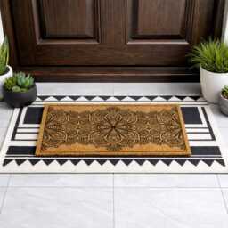 Three Flower Door Mat I Bohemian Porch Style Trendy Entrance - thumbnail 3