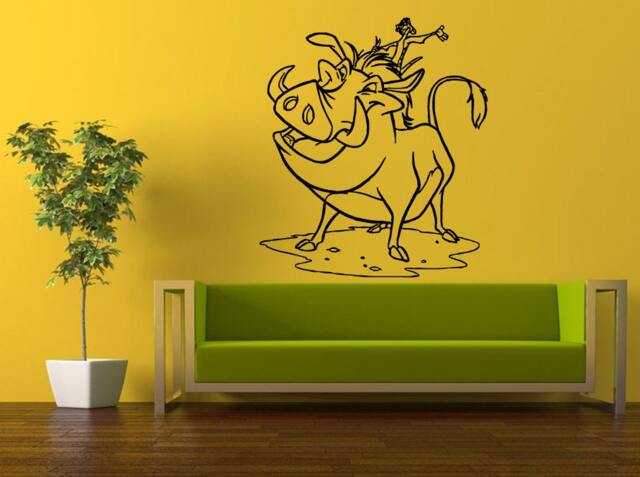 Cartoon Funny Character Pig Warthog & Meerkat Wall Decal Vinyl Sticker Mural Room Decor L544 - image 1