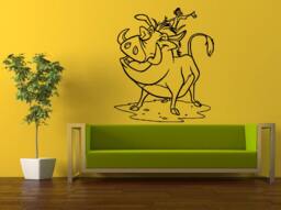 Cartoon Funny Character Pig Warthog & Meerkat Wall Decal Vinyl Sticker Mural Room Decor L544 - thumbnail 1