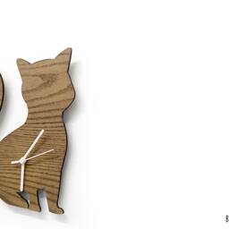 Cute Wooden Cat Silhouette Clock - Kids Nursery Room, Teens Baby Room Wall - thumbnail 2