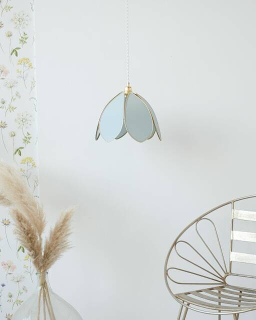 Simple Flower Pendant Light - Sage & Gold - image 1