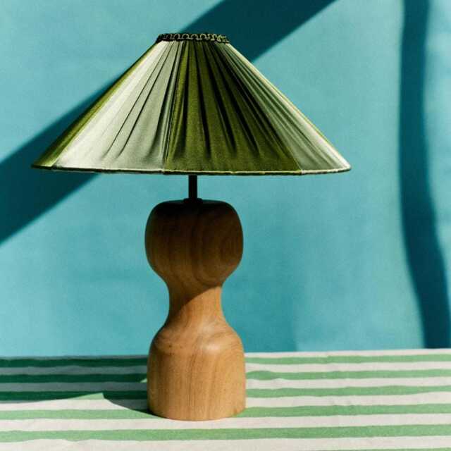 The Stripy Shade - Olive & Pistachio Silk Pleated Lampshade. Handmade in England - image 1