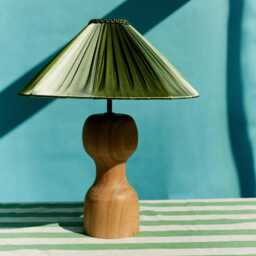 The Stripy Shade - Olive & Pistachio Silk Pleated Lampshade. Handmade in England