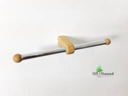 Double Toilet Paper Holder Wood & Stainless Steel Wall Mount