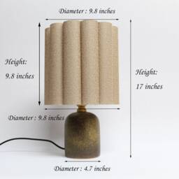 Handmade Brown Ceramic Table Lamp With Fabric Shade - thumbnail 2