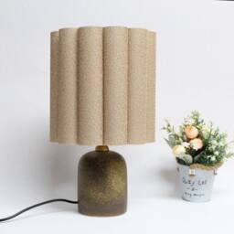 Handmade Brown Ceramic Table Lamp With Fabric Shade - thumbnail 3