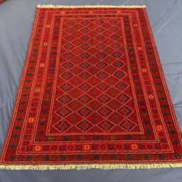 Hand Knotted Mushwani Afghan Wool Rug, 4.5x6 Ft, Pile Flat Weaved Square Area Decor Best Quality Rug - thumbnail 2