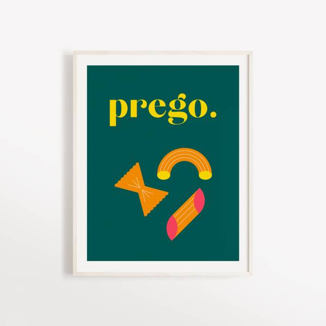 Green Prego Art Print Minimalist Pasta Illustration - image 1