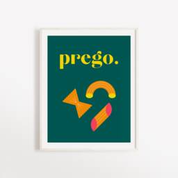 Green Prego Art Print Minimalist Pasta Illustration - thumbnail 1