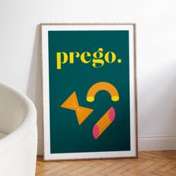 Green Prego Art Print Minimalist Pasta Illustration - thumbnail 3