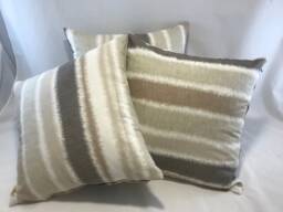 Taupe-Beige Printed Stripe Cotton Cushion Covers From The Taupe Collection - thumbnail 1
