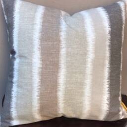 Taupe-Beige Printed Stripe Cotton Cushion Covers From The Taupe Collection - thumbnail 2
