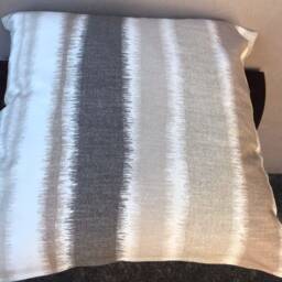 Taupe-Beige Printed Stripe Cotton Cushion Covers From The Taupe Collection - thumbnail 3