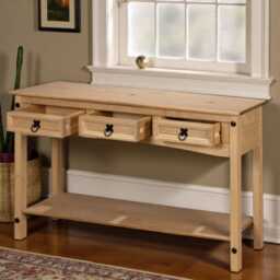 Rustic Console Table With Drawers Wooden Hallway Cabinet - thumbnail 3