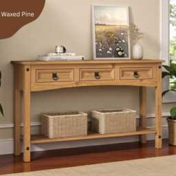 Rustic Console Table With Drawers Wooden Hallway Cabinet
