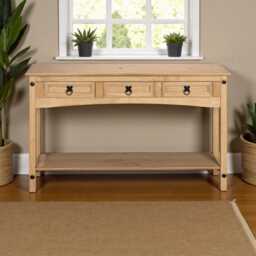 Rustic Console Table With Drawers Wooden Hallway Cabinet - thumbnail 2