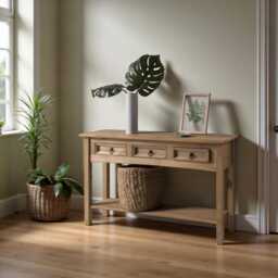 Rustic Console Table With Drawers Wooden Hallway Cabinet - thumbnail 4