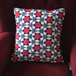 Hand Stitched One Of A Kind Bargello Needlepoint Cushion Geometric Wool Pillow - thumbnail 3