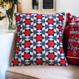 Hand Stitched One Of A Kind Bargello Needlepoint Cushion Geometric Wool Pillow - thumbnail 2