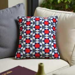 Hand Stitched One Of A Kind Bargello Needlepoint Cushion Geometric Wool Pillow - thumbnail 1