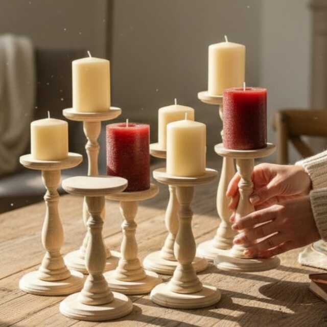 Handmade Pillar Candlestick Holder Weddings Elegant Decor Diy Wedding Ideas Eco Friendly Table Centerpieces - image 1