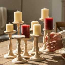 Handmade Pillar Candlestick Holder Weddings Elegant Decor Diy Wedding Ideas Eco Friendly Table Centerpieces - thumbnail 1