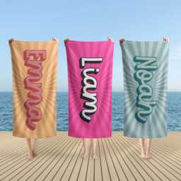 Personalized Beach Towel, Retro Style Custom Towel With Name, Outside Birthday Vacation Gift, Summer Essentials - thumbnail 2