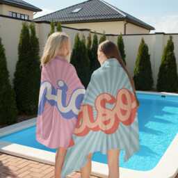 Personalized Beach Towel, Retro Style Custom Towel With Name, Outside Birthday Vacation Gift, Summer Essentials - thumbnail 3