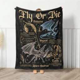 Fly Or Die Blanket, Fourth Wing Inspired Iron Flame Empyrean Series, Onyx Storm Dragon Lover Throw - thumbnail 1