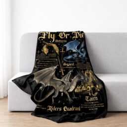 Fly Or Die Blanket, Fourth Wing Inspired Iron Flame Empyrean Series, Onyx Storm Dragon Lover Throw - thumbnail 2