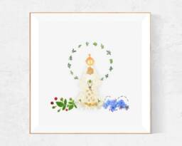 Virgen Del Valle Wall Art, Catholic Mother Of Jesus Print Decor, Made With Flowers & Leaves, Venezuelan, Nueva Esparta - thumbnail 1