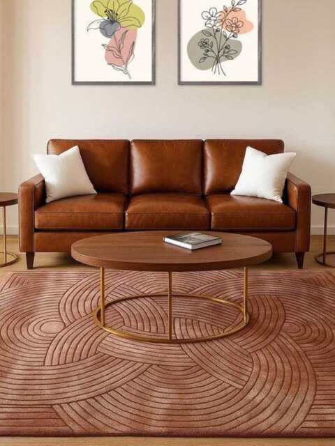Hand Tufted Wool Oushak Rug, Brown Floral Living Room Area Rug - image 1