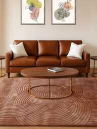 Hand Tufted Wool Oushak Rug, Brown Floral Living Room Area Rug - thumbnail 1