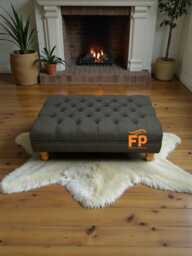 Large Deep Cushioned Handmade Chesterfield Footstool Coffee Table Luxury Wool Fabric