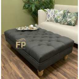 Large Deep Cushioned Handmade Chesterfield Footstool Coffee Table Luxury Wool Fabric - thumbnail 2