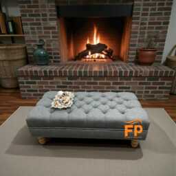 Large Deep Cushioned Handmade Chesterfield Footstool Coffee Table Luxury Wool Fabric - thumbnail 4