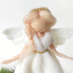 Christmas Angel Tree Topper Silver Needle Felted Doll Wool Ornament Waldorf Felt Gift - thumbnail 4