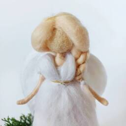 Christmas Angel Tree Topper Silver Needle Felted Doll Wool Ornament Waldorf Felt Gift - thumbnail 4