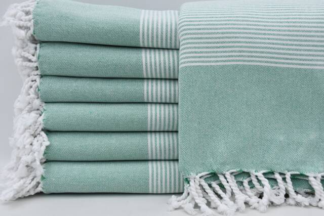 Green Striped Towel, 40''x70'', Turkish Towel, Peshtemal, Turkey Towel, Home Decor, Turkish Bath Towel, Turkish Towel, Cotton Towel, B1-Gelinteli - image 1