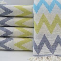 "Multicolor Towel, Herringbone Towel, Soft Towel, Aztec Towel, Kilim Towel, Geometric Towel, Double Face Towel, 35""x68" - thumbnail 3