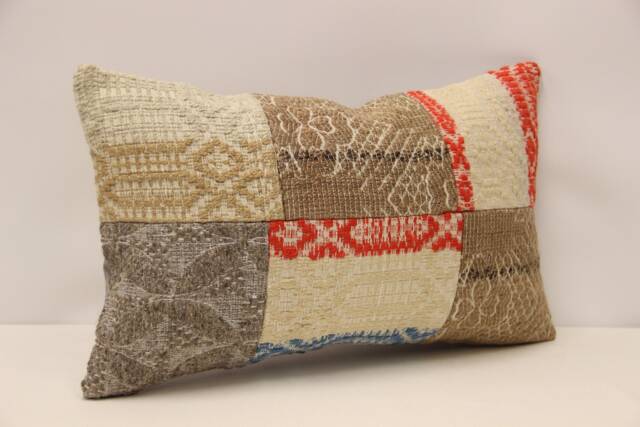 Turkish Textile Pillow Patchwork Throw Pillow Accent Sofa Lumbar Covers 12X20 in - 30 X 50 cm 4Oef-1178 - image 1