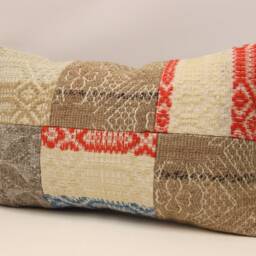 Turkish Textile Pillow Patchwork Throw Pillow Accent Sofa Lumbar Covers 12X20 in - 30 X 50 cm 4Oef-1178 - thumbnail 3