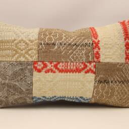 Turkish Textile Pillow Patchwork Throw Pillow Accent Sofa Lumbar Covers 12X20 in - 30 X 50 cm 4Oef-1178 - thumbnail 2