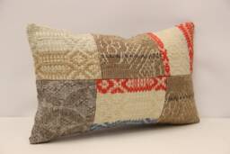 Turkish Textile Pillow Patchwork Throw Pillow Accent Sofa Lumbar Covers 12X20 in - 30 X 50 cm 4Oef-1178 - thumbnail 1