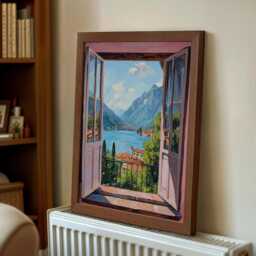 Open Window Henri Matisse Print, Style Fauvism Painting, Modern Exhibition Patio Doors Italy Mediterranean, Lake Como - thumbnail 2