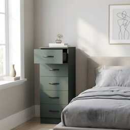 Narrow 5 Drawer Chest, Space-Saving Storage Organizer, Modern Entryway Table - thumbnail 2