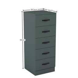 Narrow 5 Drawer Chest, Space-Saving Storage Organizer, Modern Entryway Table - thumbnail 4