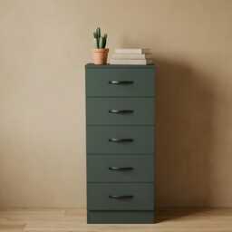 Narrow 5 Drawer Chest, Space-Saving Storage Organizer, Modern Entryway Table - thumbnail 1
